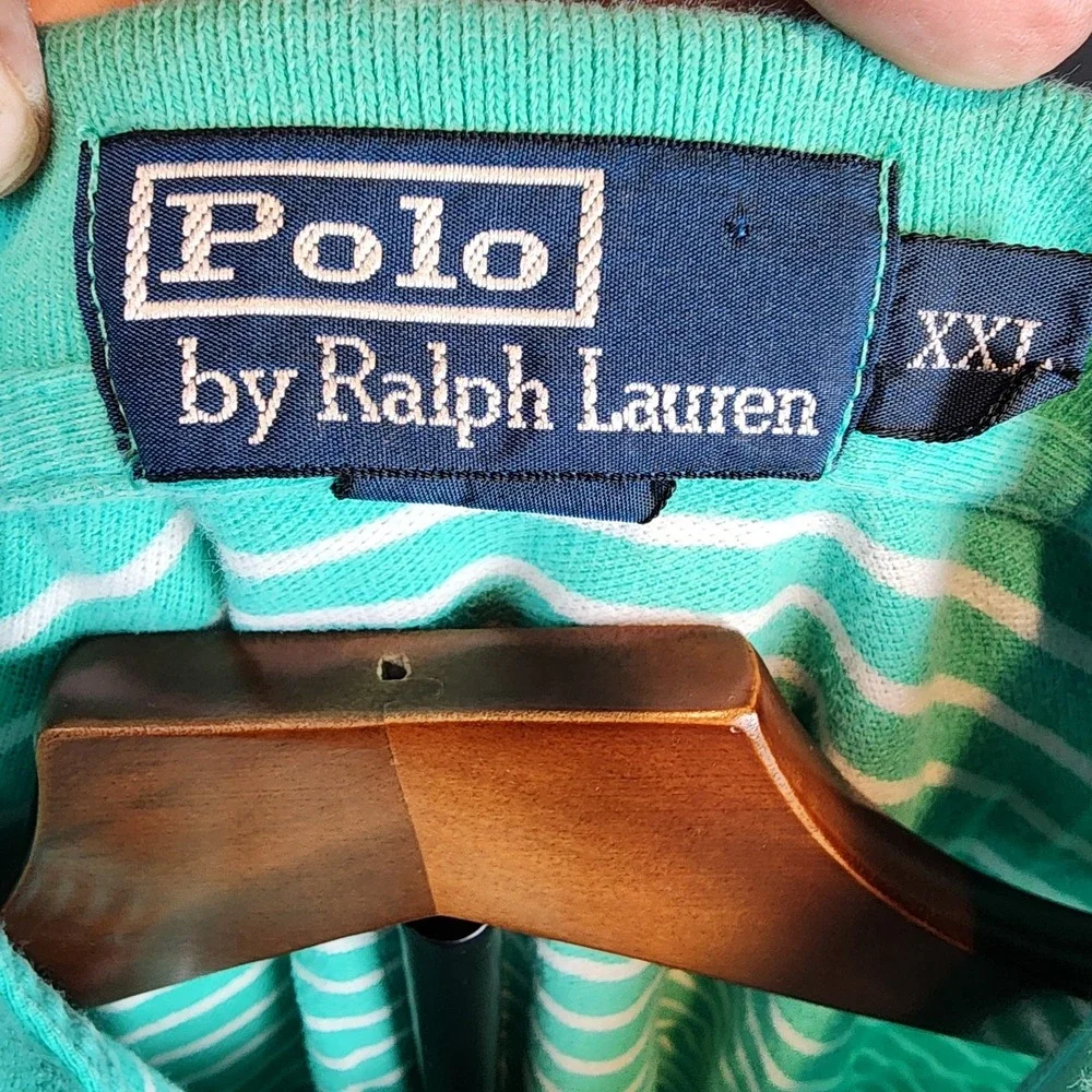 Polo Ralph Lauren Shirt Mens XXL‎ Teal And White Stripes